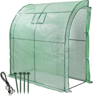 Walk-In Lean-to Wall Greenhouse - Heavy Duty Garden Plant Grow House with 2 Zippered Roll-Up Doors - 6