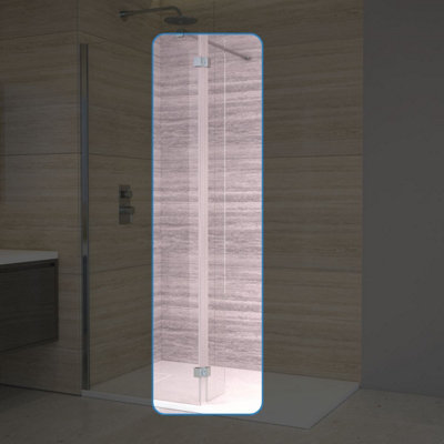 Walk-In Return Panel 250mm, Silver, 2000mm Height, 8mm Glass