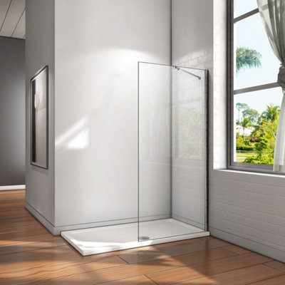 Walk In Screen Panel 1950x760mm Wet Room Shower Enclosure Glass With Shower Tray 1600 x 800 mm