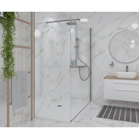 Walk In Screen Panel 2000x900mm Wet Room Shower Enclosure Glass With Long Shower Tray 1600 x 760 mm