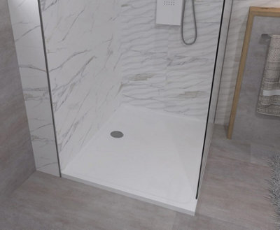 Walk In Screen Panel 700mm Wet Room Shower Enclosure Glass With Long Shower Tray 1700x700mm