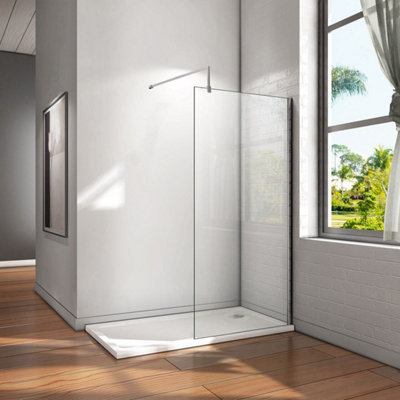 Walk In Screen Panel 760mm Wet Room Shower Enclosure Clear Tempered ...