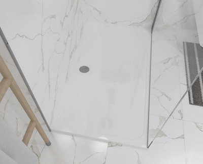 Walk In Screen Panel 760mm Wet Room Shower Enclosure Glass With Long Shower Tray 1700x900mm - 4