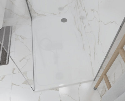 Walk In Screen Panel 760mm Wet Room Shower Enclosure Glass With Shower Tray 1200x700mm - 3