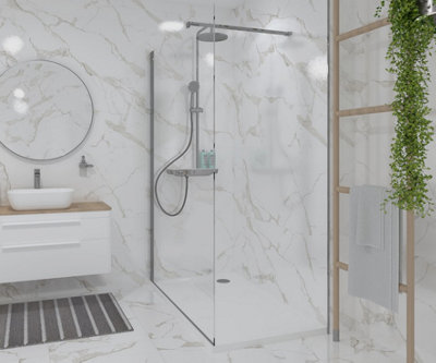 Walk In Screen Panel 760mm Wet Room Shower Enclosure Glass With Shower Tray 1200x700mm - 5