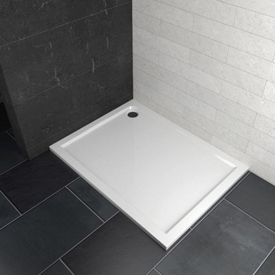 Walk In Shower Glass Panel Black Frame Clear Glass 2000 x 700 & Shower Tray 1200 x 700mm