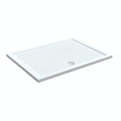 Walk In Shower Glass Panel Black Frame Clear Glass 700mm With White Long Shower Tray 1500x800mm - 4
