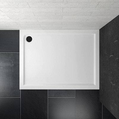Walk In Shower Glass Panel Black Frame Grey Glass 2000x700mm With Shower Tray 1200 x 700 mm