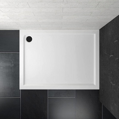 Walk In Shower Glass Panel Black Frame760 mm Shape With Shower Stone Tray 1200x800mm - 3