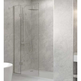 Walk In Shower Glass Panel Glass Shape 360 + 600 mm With Shower Tray 1600x800mm