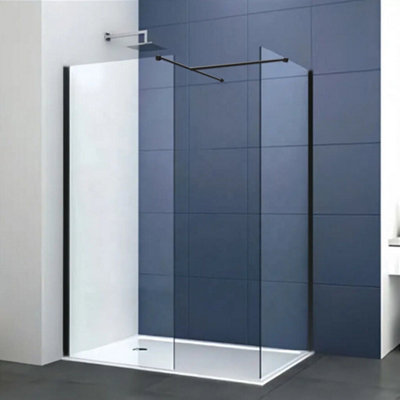 Walk In Shower Screen Black - Main Screen Size: 1100mm Screen  Extras: With 700mm End Panel