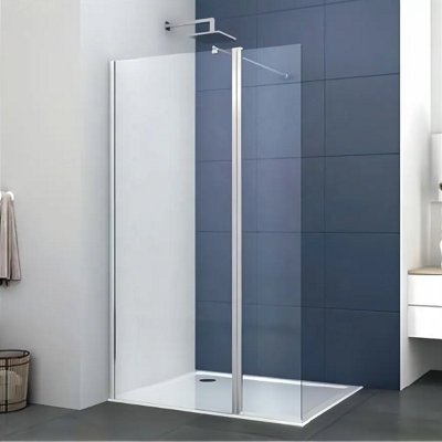 Walk In Shower Screen - Main Screen Size: 1100mm Screen Chrome  Extras: With 300mm Flipper