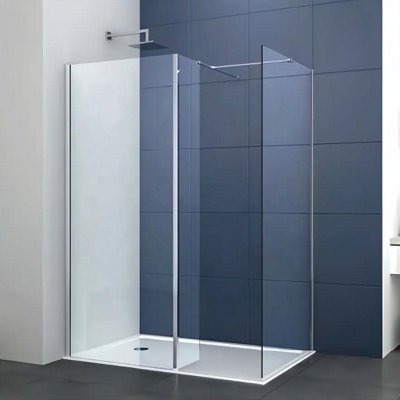 Walk In Shower Screen - Main Screen Size: 1200mm Screen Chrome  Extras: With 700mm End + Flipper
