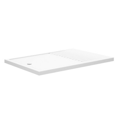 Walk In Shower Tray Rectangle Slimline White Finish 1700x800mm Stone Resin - 4