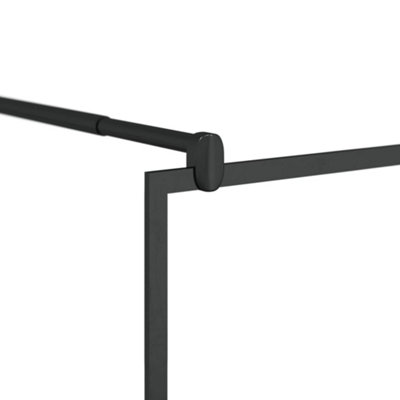 CHARMMA Walk-In Shower Wall With Shelf – 90x195 Cm Black Aluminum Frame, 5mm ESG Glass, Adjustable Width