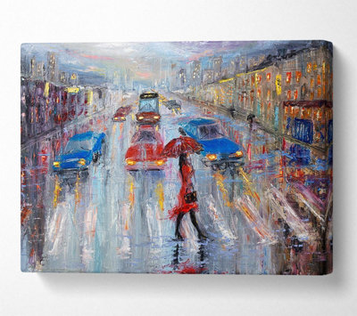 Walk In The Rain Canvas Print Wall Art - Medium 20 x 32 Inches