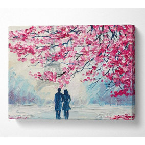 Walk Through Paris Blossom Canvas Print Wall Art - Medium 20 x 32 Inches