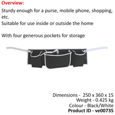 Walking Frame Open Carry Bag - Four Pocket Storage Pouch Disability Walking Aid
