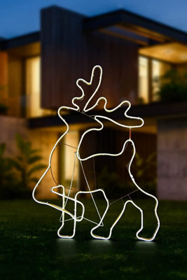 Walking Reindeer Neon Effect Rope Light Silhouette Double Side 90 Cool White LEDs Christmas Outdoor