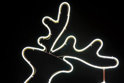 Walking Reindeer Neon Effect Rope Light Silhouette Double Side 90 Cool White LEDs Christmas Outdoor