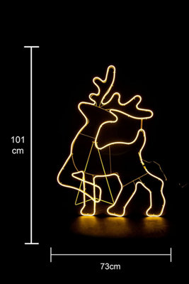 Walking Reindeer Neon Effect Rope Light Silhouette Double Side 90 Warm White LEDs Christmas Outdoor
