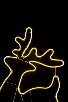 Walking Reindeer Neon Effect Rope Light Silhouette Double Side 90 Warm White LEDs Christmas Outdoor - 3