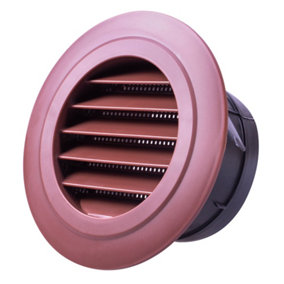 Wall Air Vent with Built-In Inner Mesh Screen 100mm - Brown