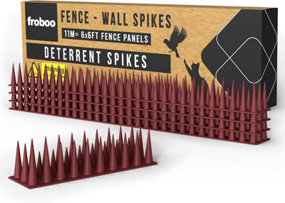 Wall and Fence Spikes Deterrent. Stop Birds, Pigeons and Cats Sitting on Fence 11M length 3.5cm Tall Protects 6x6ft Fence Panels