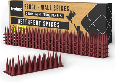 Wall and Fence Spikes Deterrent. Stop Birds, Pigeons and Cats Sitting on Fence 5.5M length 3.5cm Tall Protects 3x6ft Fence Panels