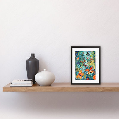 Wall Art Print Butterfly Insects in Flower Field Modern Folk Artwork ...