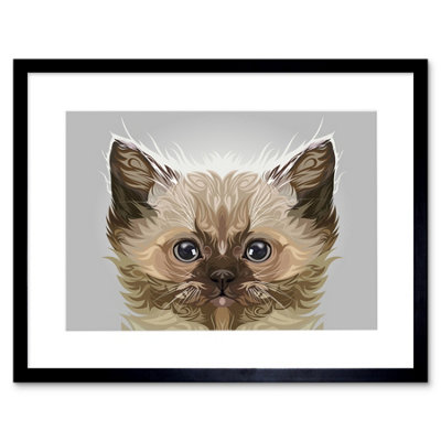 Wall Art Print Cat Persian Kitten Art Framed 9x7 inch