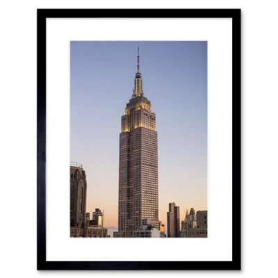 Wall Art Print Dumond Empire State Building New York City Framed 9X7 Inch