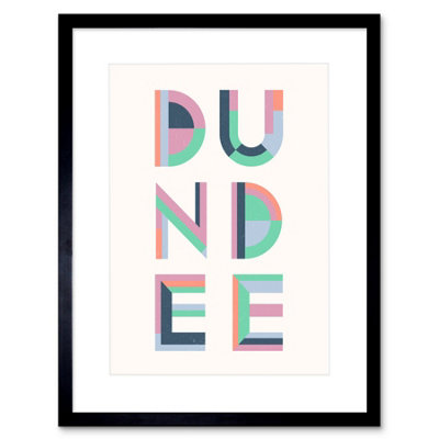 Wall Art Print Dundee Colourful Word Art Framed 9X7 Inch