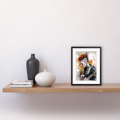 Wall Art Print Edgy Young Punk Woman with Mohawk and Electric Guitar ...