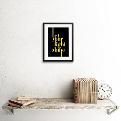 Wall Art Print Extended Yellow Let Your Light Shine Framed 9X7 Inch