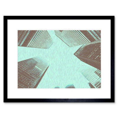 Wall Art Print Henry Toronto City Buildings Up View Blue Sketch Framed ...