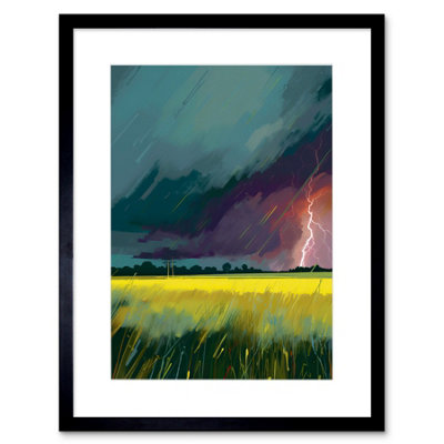 Wall Art Print Lightning Strike Over an Open Countryside Field Artwork ...
