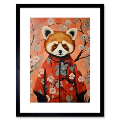 Wall Art Print Red Panda in Kimono Cherry Blossom Trees Japan Artwork ...