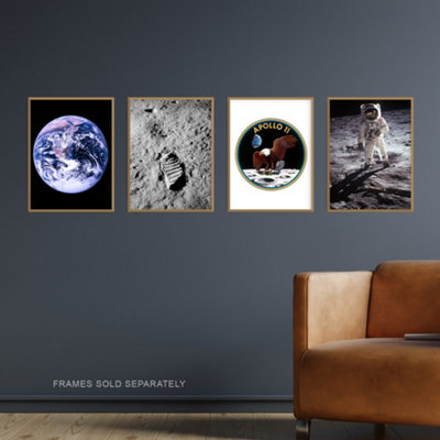 Wall Art Print Set of 4 NASA Earth from Space Apollo 11 Moon Landing ...
