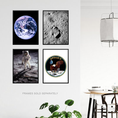 Wall Art Print Set of 4 NASA Earth from Space Apollo 11 Moon Landing ...