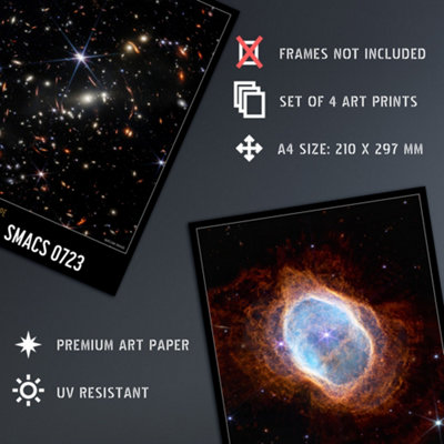 Wall Art Print Set of 4 NASA James Webb Telescope Images Cosmic Cliffs ...
