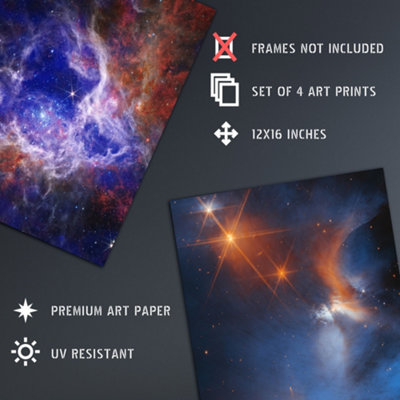 Wall Art Print Set of 4 NASA James Webb Telescope Images Cosmic Cliffs ...