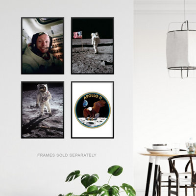 Wall Art Print Set of 4 NASA Space Apollo 11 Mission Emblem Moon ...