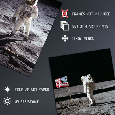Wall Art Print Set of 4 NASA Space Apollo 11 Mission Emblem Moon ...