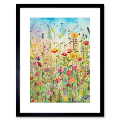 Wall Art Print Summer Wild Flower Blossom Meadow Folk Artwork Framed ...