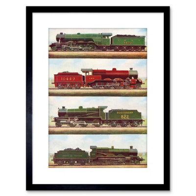 Wall Art Print Transport Vintage Painting Train Engine Locomotives ...