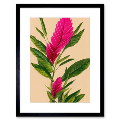 Wall Art Print Tropical Hawaiian Botanical Exotic Pink Floral Artwork ...