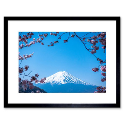 Wall Art Print Ying Cherry Blossom Mount Fuji Japan Framed 9X7 Inch