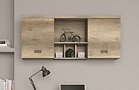 Wall Cabinet Shelf Unit Open Storage Shelving Oak Grey Rustic Urban Malcolm