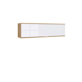 Wall Cabinet Unit Storage Bedroom Living Room White Gloss Oak Finish Modern Zele